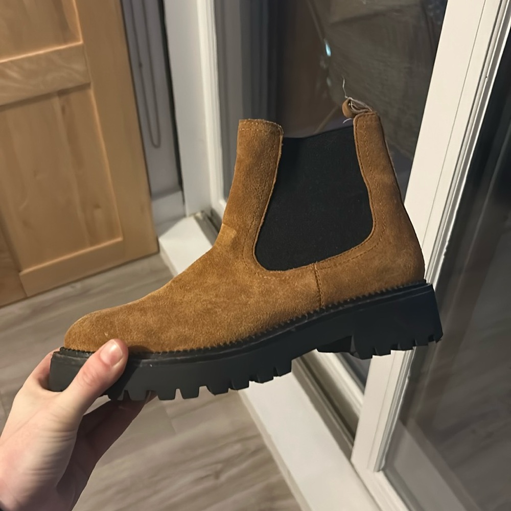 Tan suede ankle boots